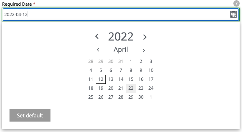 Date selector with default value
