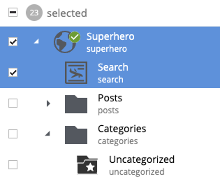 Listing content items