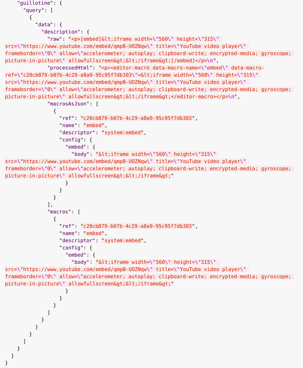 Response for embed macro