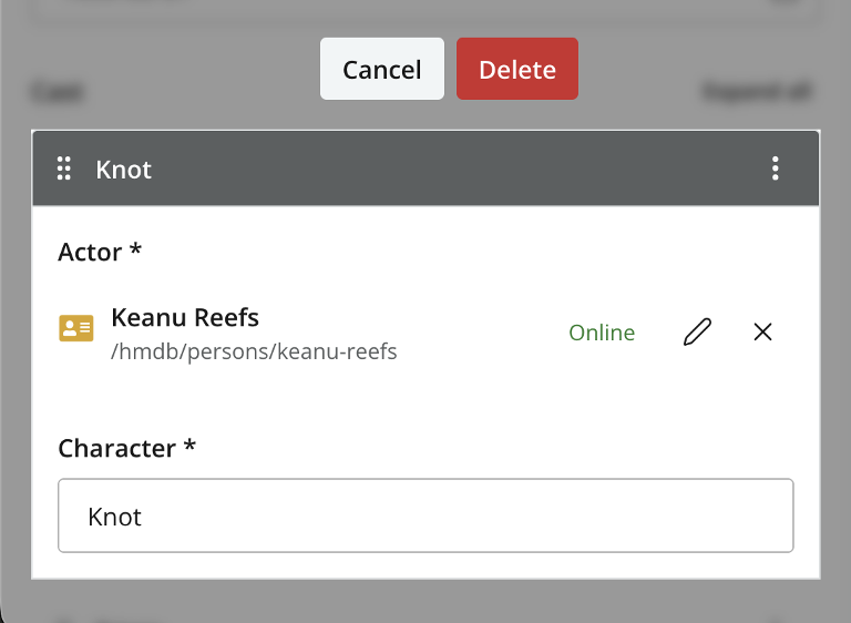 The itemset card expands and is highlighted for deletion