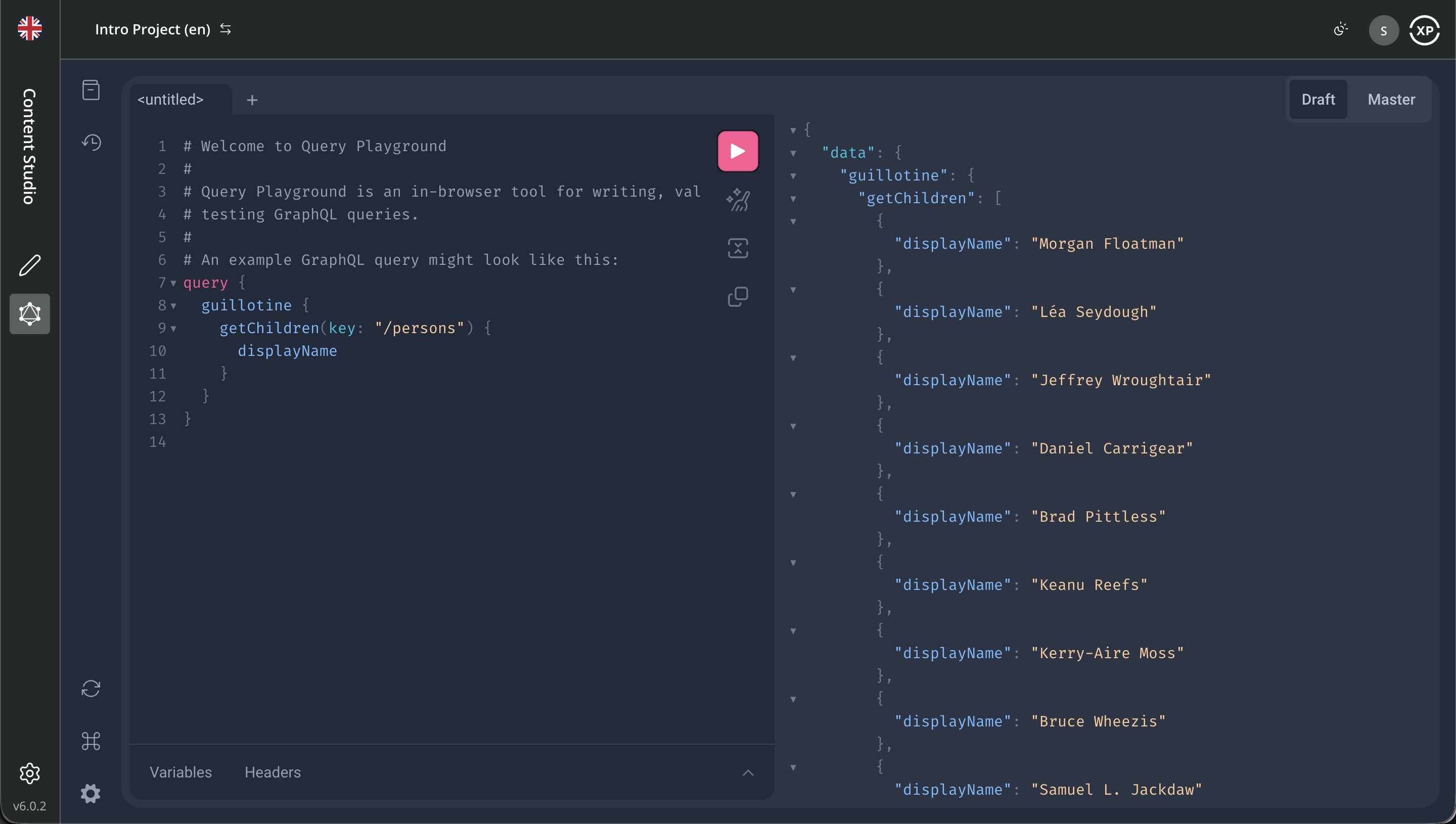 Query Playground in action