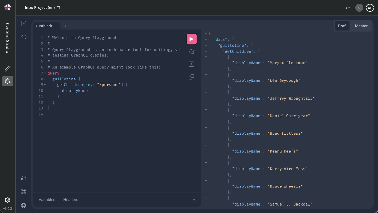 Query Playground in action