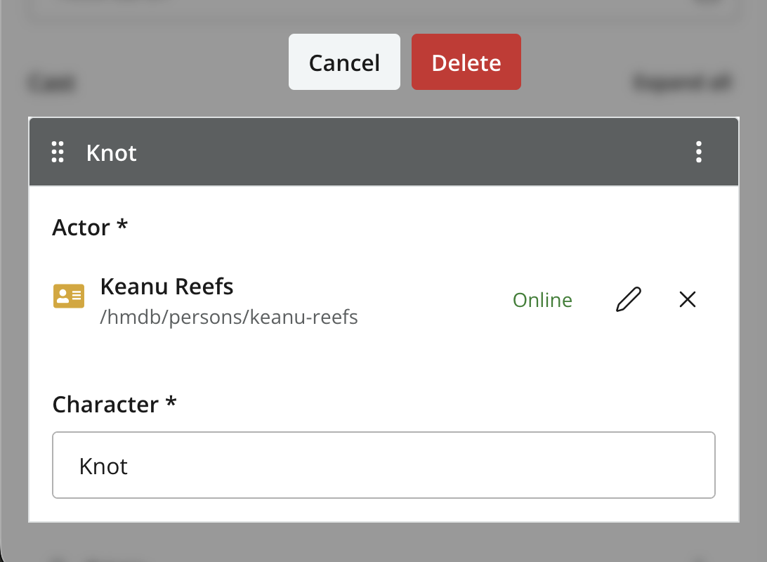 The itemset card expands and is highlighted for deletion