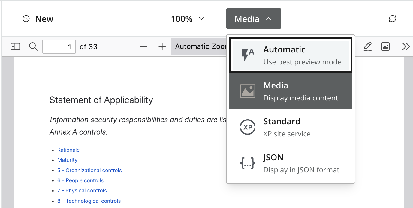 Demonstrating that media preview is part of the preview extensios list