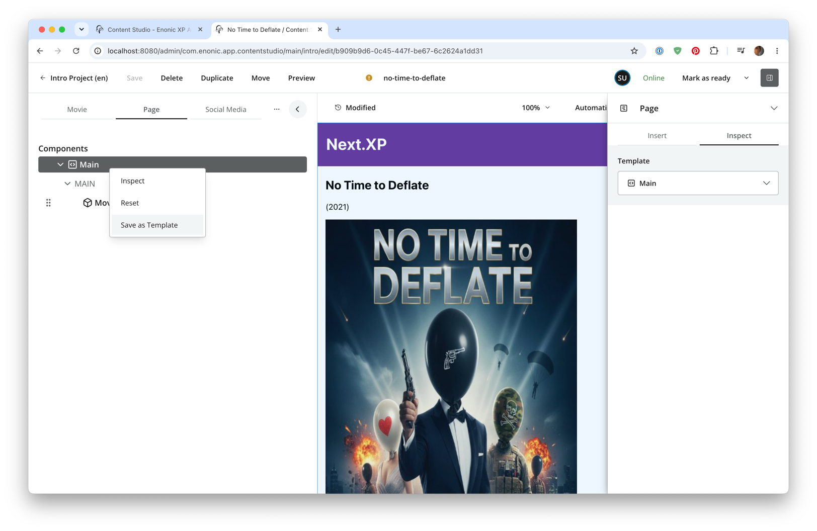movie page