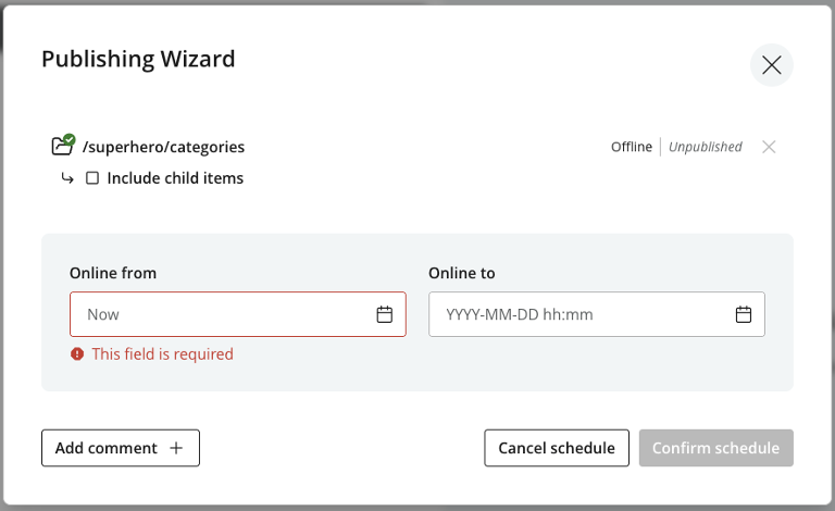 Publishing Wizard - Required "Online from"
