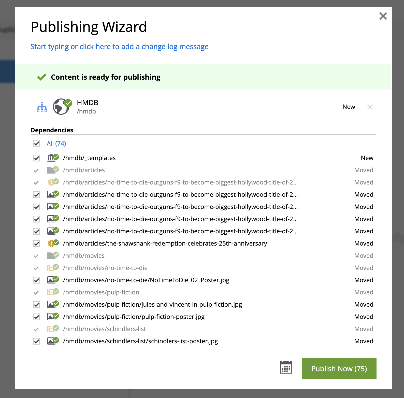 Publish entire tree structure content studio publish