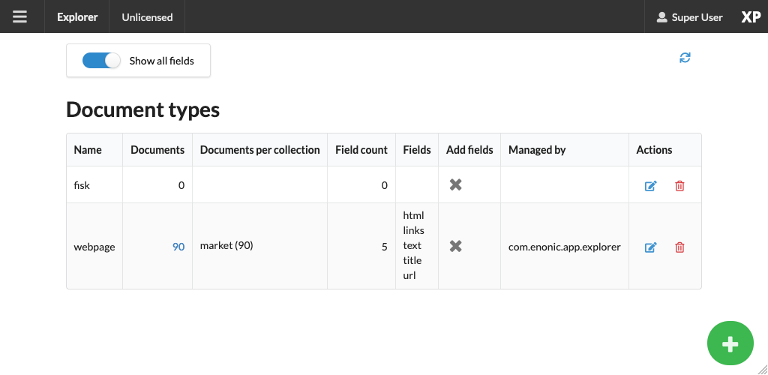 Browse and manage document types
