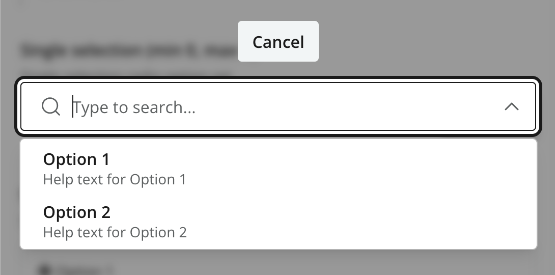Dropdown view of options to select
