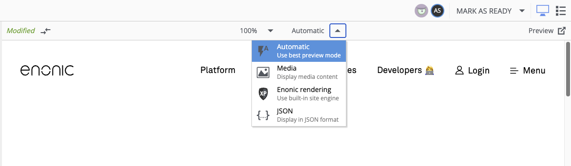 Preview selector