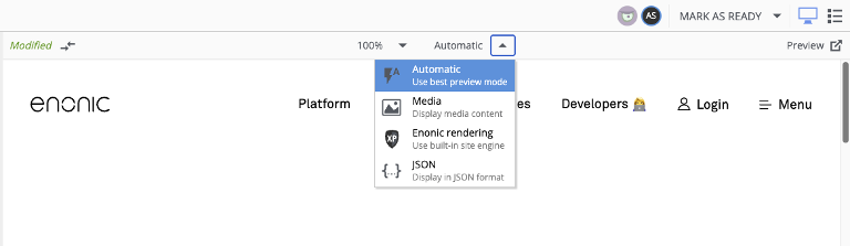 Preview selector