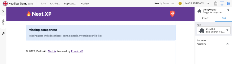 Next.js dev mode renderes nice feedback when components are missing missing component
