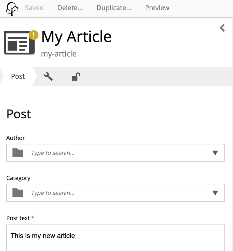 In-progress content in the editor