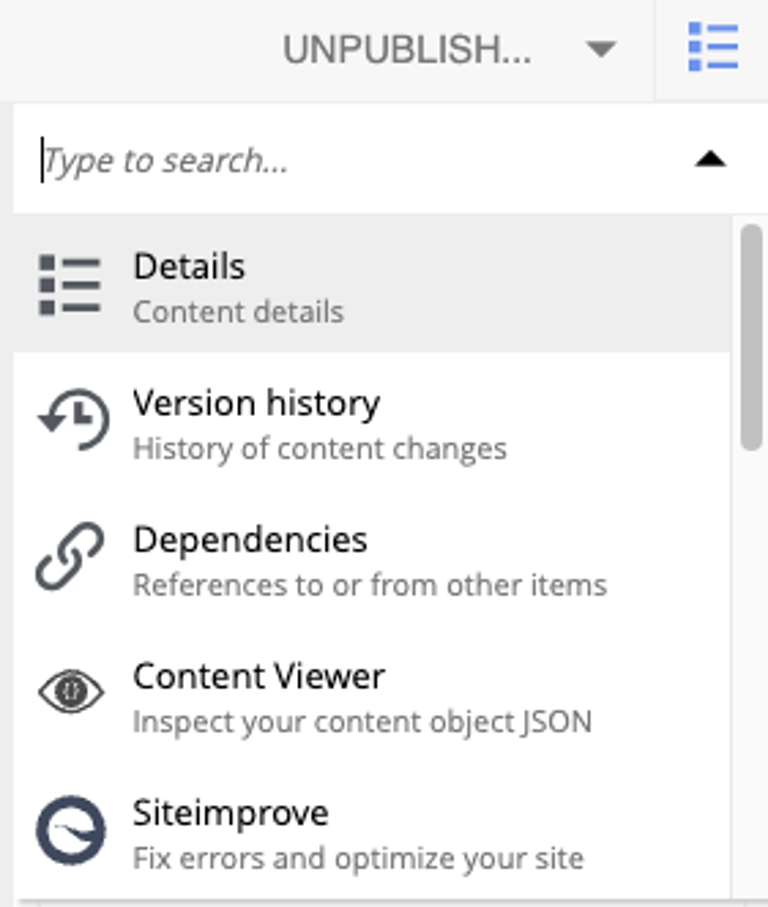Widget selector