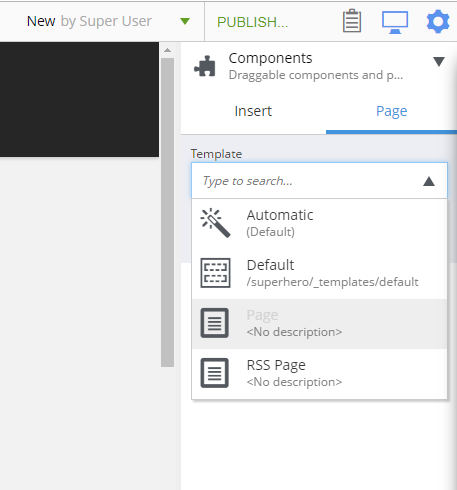 Choosing a template for a content item