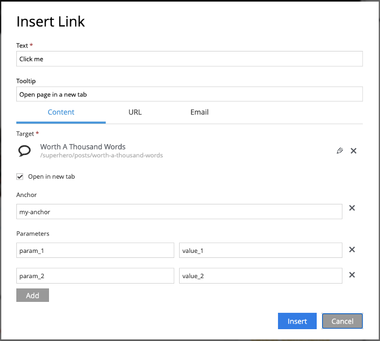 Insert Link dialog