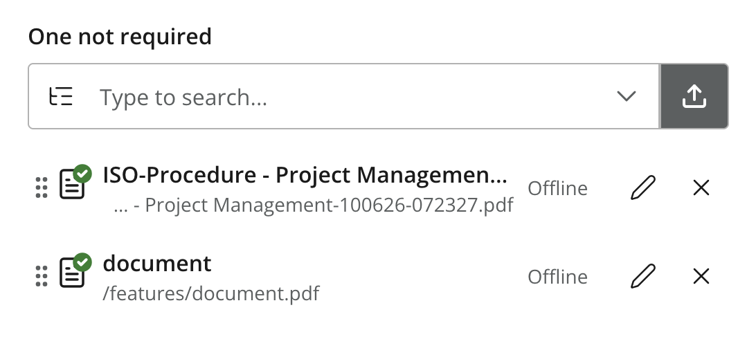 Media selector with two selected items visible below the the input search field
