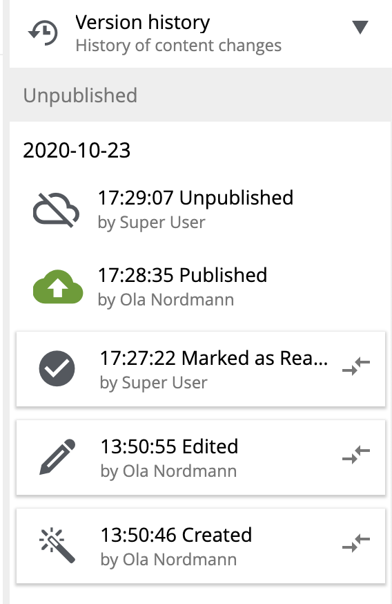 Version history widget