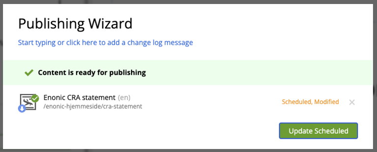 Update scheduled publishing