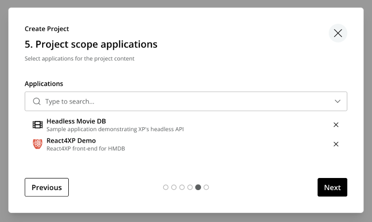 Configure applications for project