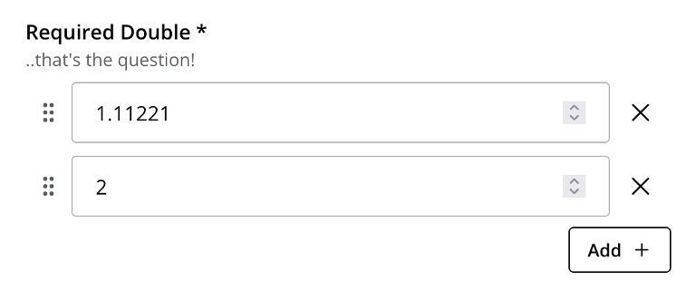Showing two input fields - one with a decimal and one integrer