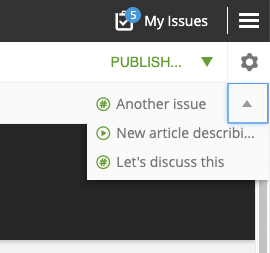 Issues menu in the Preview toolbar