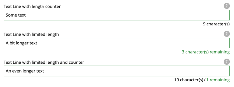 Text Line with various settings
