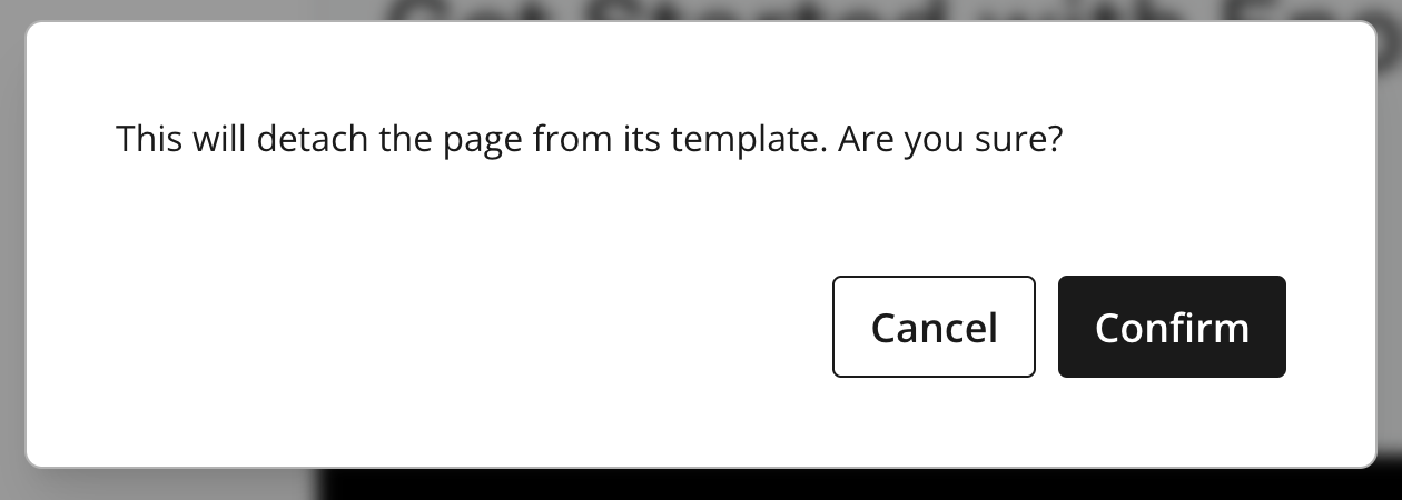 Confirmation dialog for copying a page template structure into the content item