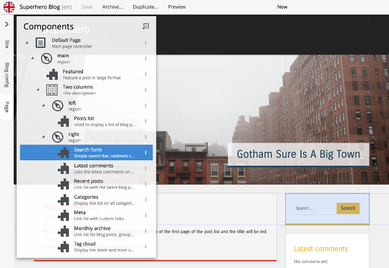 Page Components floating