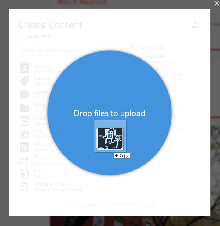 Drag’n drop to create media content from files