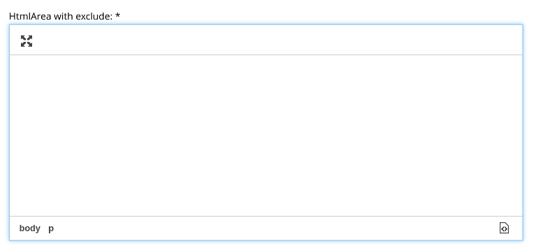 An HtmlArea configured to exclude all editing tools