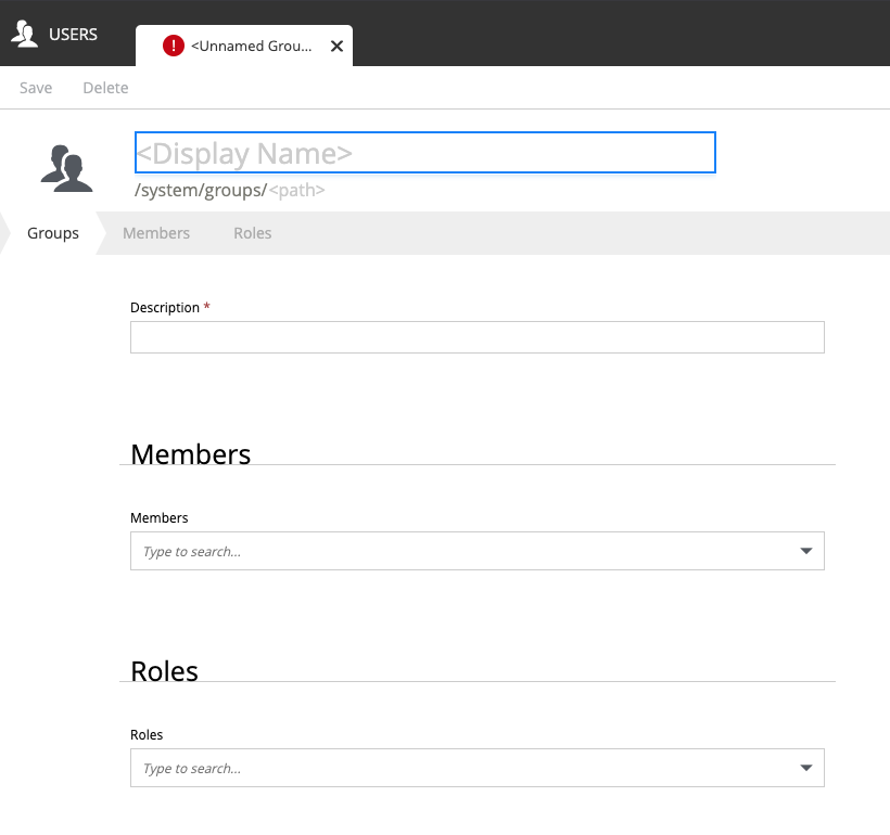 Creating a group in the Users app