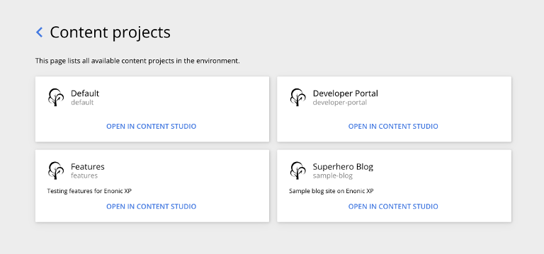 SDK Welcome page projects