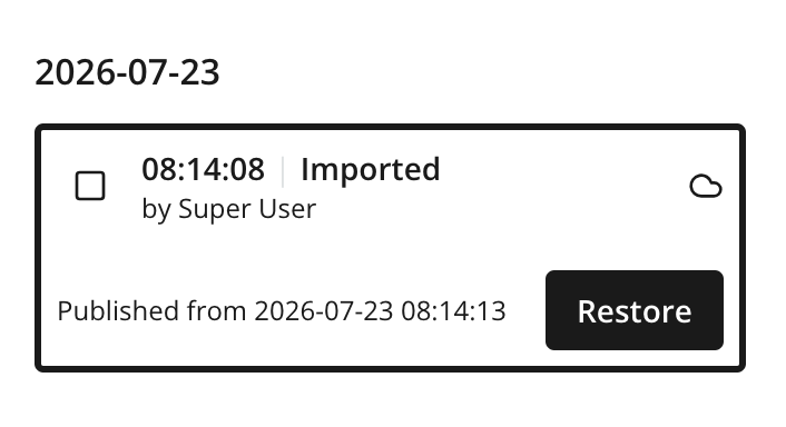 Expanded historical version with the Restore button