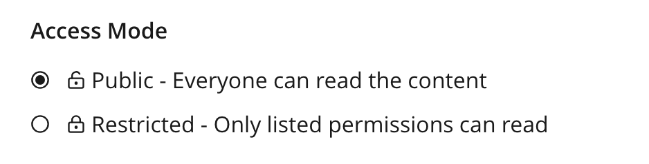 Access mode set to Public