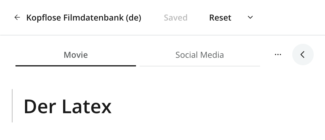 Localized content item with the Reset action available in the Content Editor