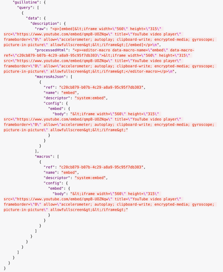 Response for embed macro