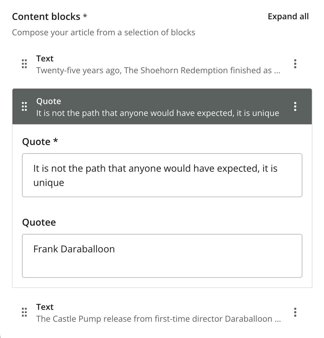 Edit the options form directly from the expanded card