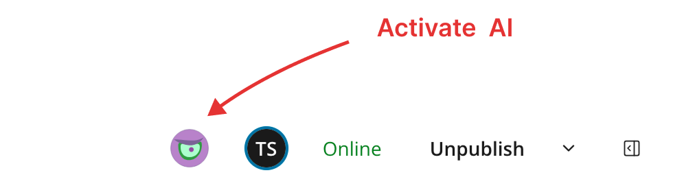 Content Editor toolbar with an annotation pointing to the Juke AI icon