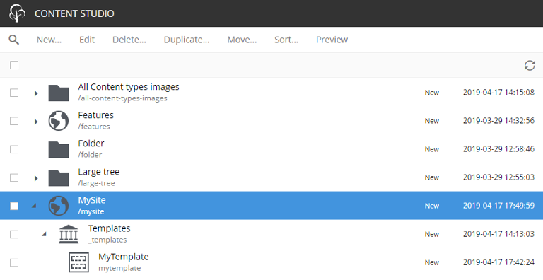 Site with its Templates folder