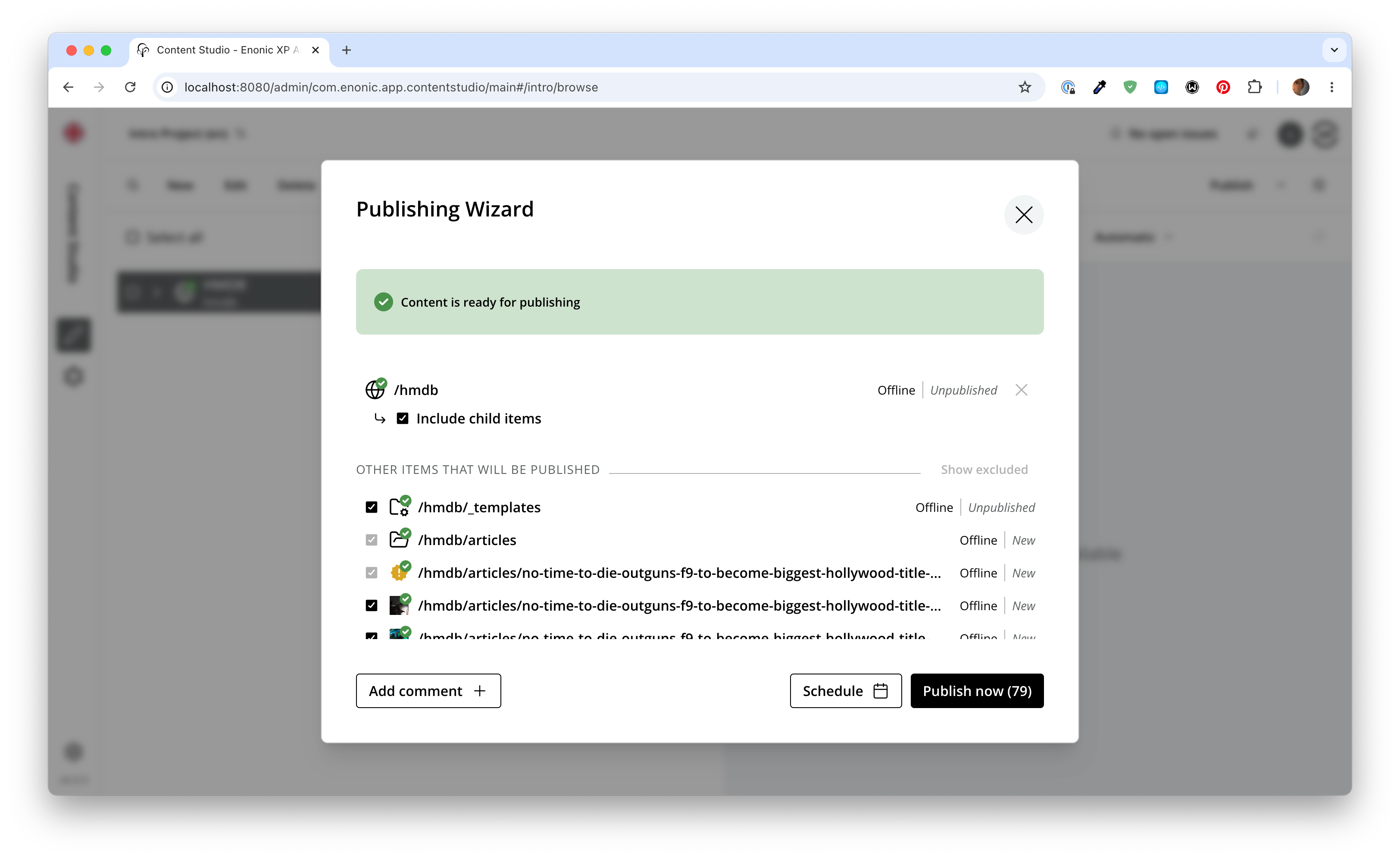 content studio publish
