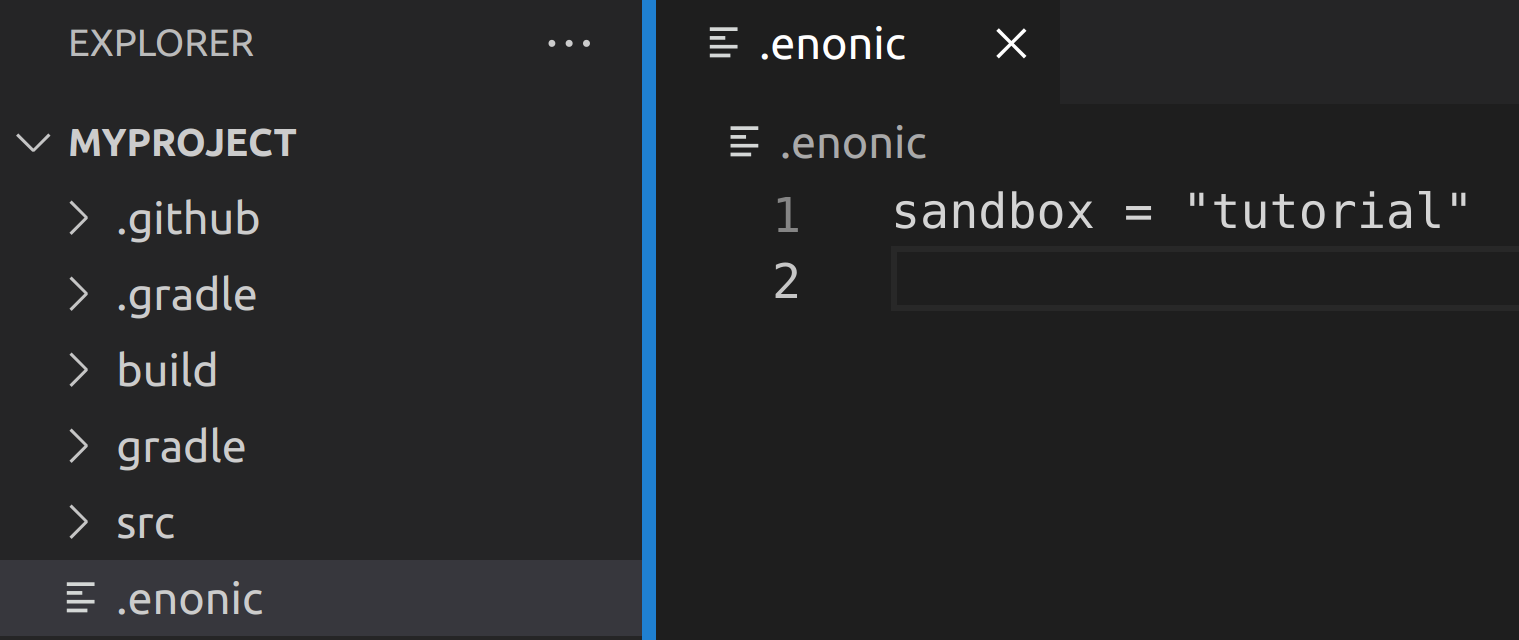 .enonic file on the project root showing to which sandbox the project should be deployed to.
