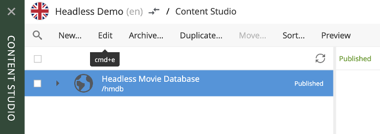 content studio edit site