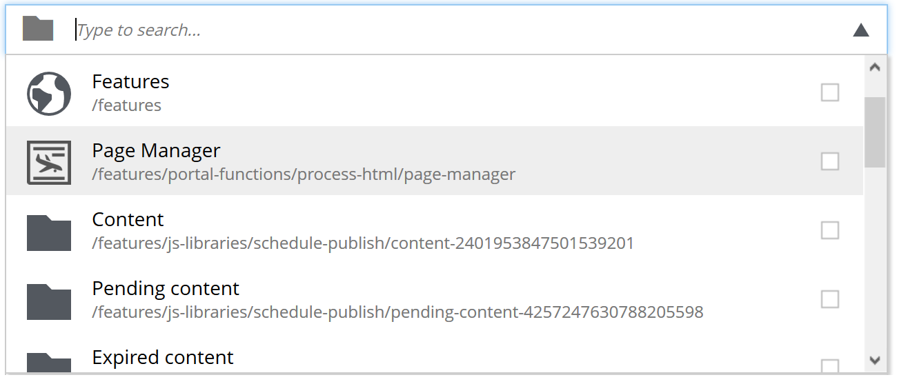 An input box with a dropdown options below it