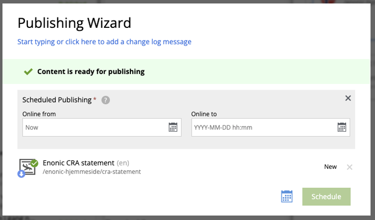 Optionally schedule publish from and to