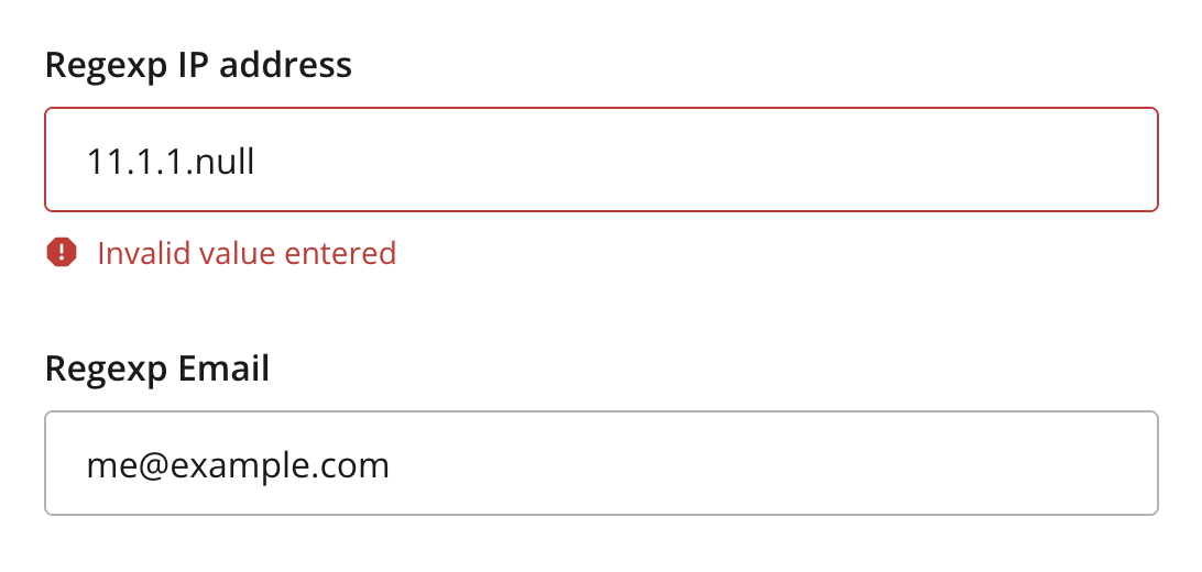 TextLine with regex validation and error example