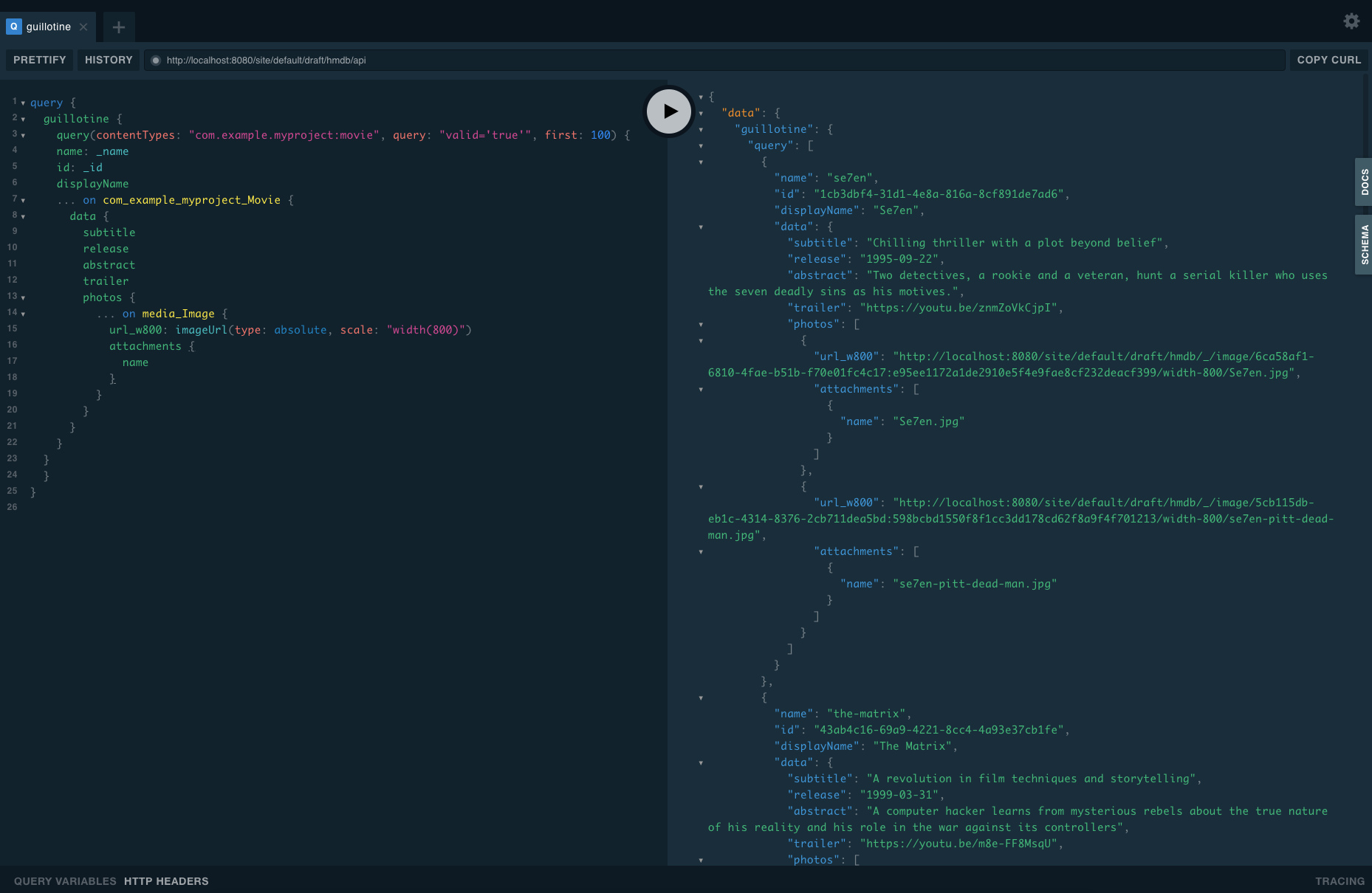GraphQL query to retrieve movies