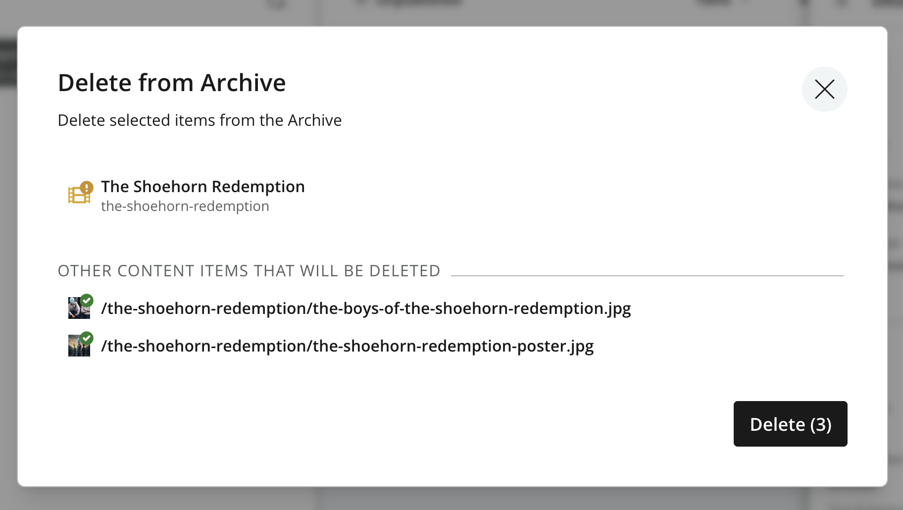 Permanently delete dialog