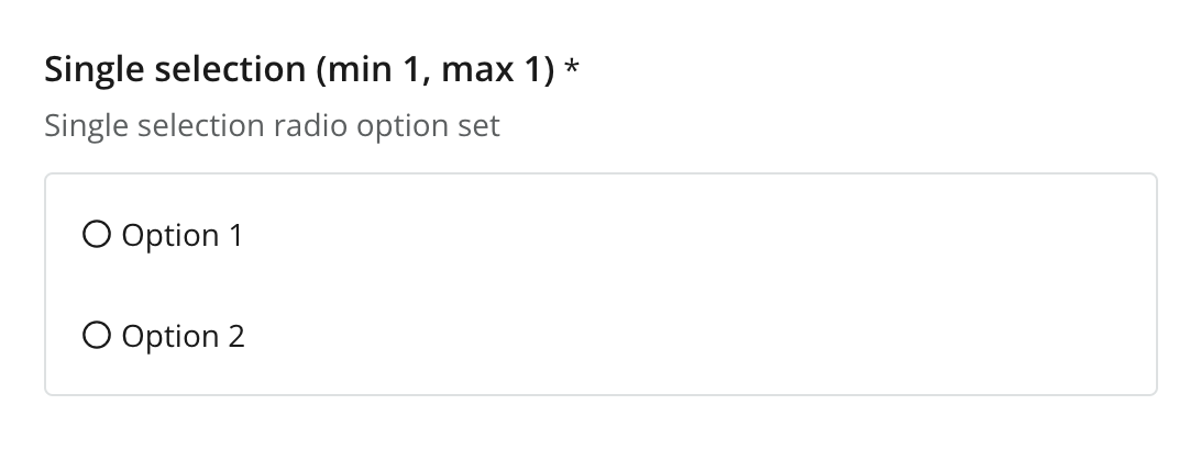 Radiobutton view of options to select