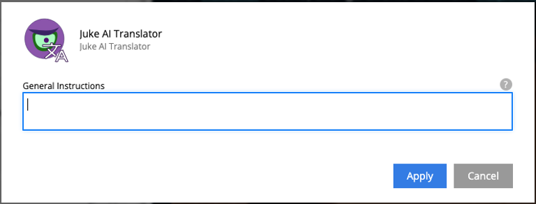 Form to configure general translation instructions